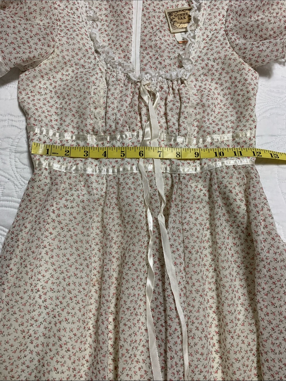 VTG GUNNE SAX Women’s Floral Pink Cream SZ 5 Maxi Dress Cottagecore Festival - Picture 15 of 16